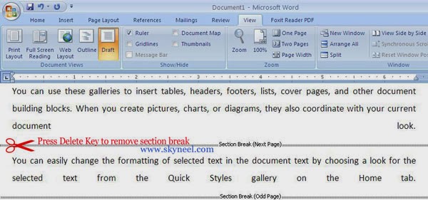 How To Insert Or Remove Or Types Of Section Breaks In Ms Word