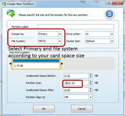 Process to set partition size in the Partition Tool Process to set partition size in the Partition Tool