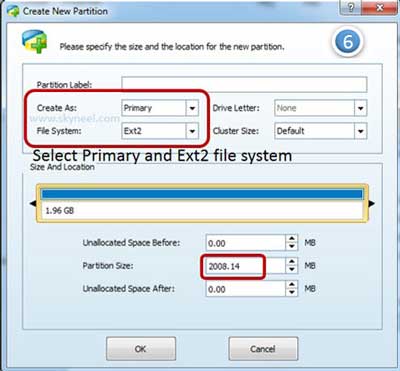 Process to create Ext2 partition 