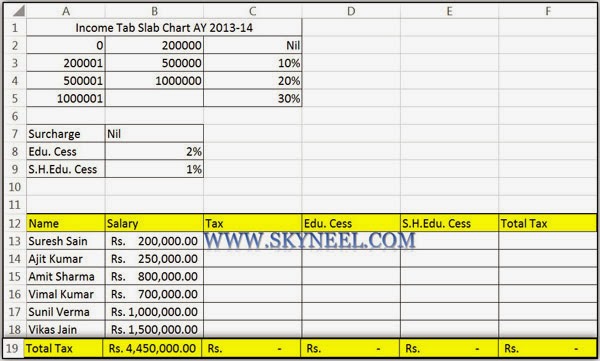 Income Tax Calculation Formula With IF Statement in Excel