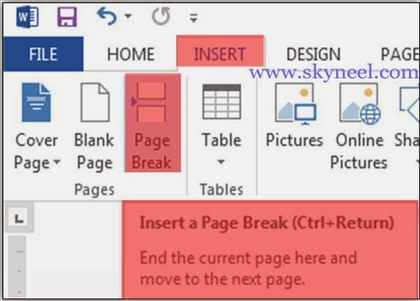 how to insert page break in word online