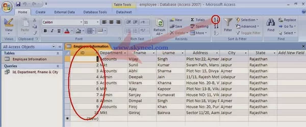 Ms Access Table Creation Ms-Access-Data-Sorting-Process