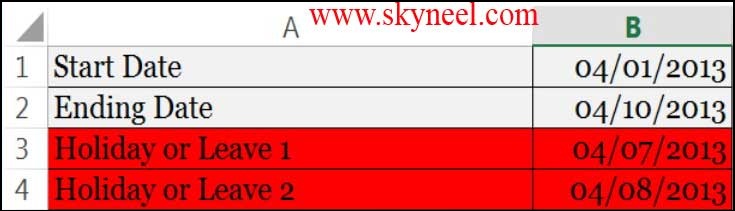 excel count working hours between two dates