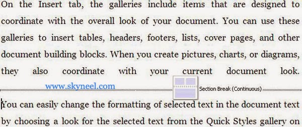 how to insert page breaks in between sections in pages