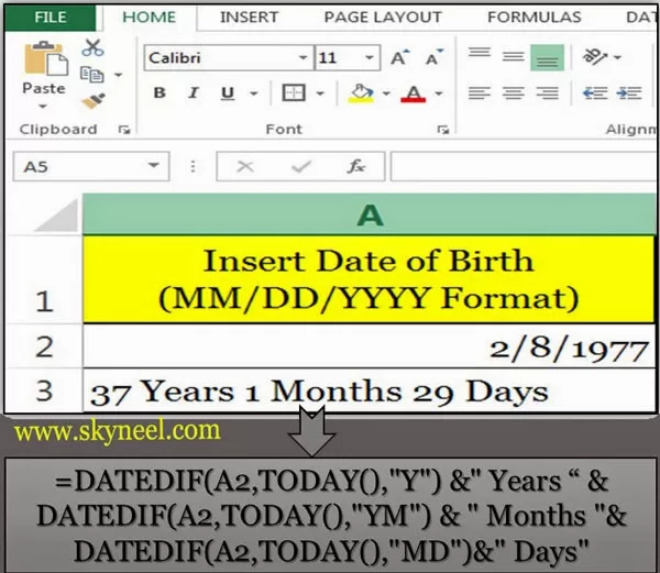 Age-calculation-using-DATEDIF-function-in-MS-Excel Age-calculation-using-DATEDIF-function-in-MS-Excel