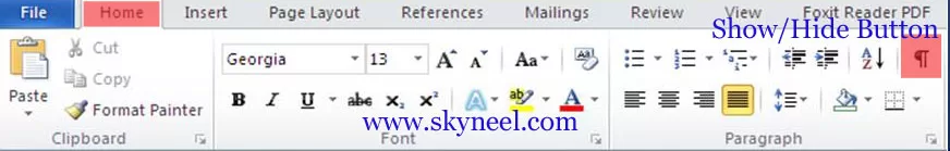 Show or Hide button in MS Word 2010 Show-or-Hide-button-in-MS-Word-2010