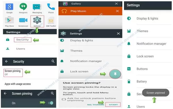 process to enable screen pinning feature in Android process to enable screen pinning feature in Android