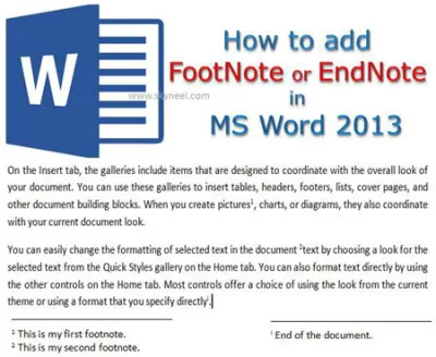 How to add FootNote or EndNote in MS Word 2013