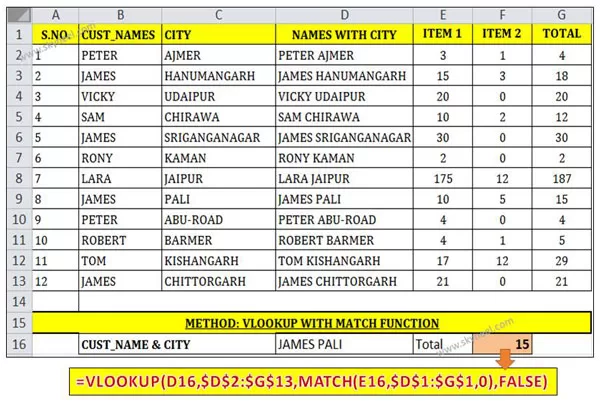 VLookup multiple criteria using Match function VLookup multiple criteria using Match function