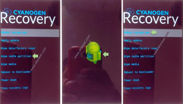 Wipe cache memory and data from recovery mode