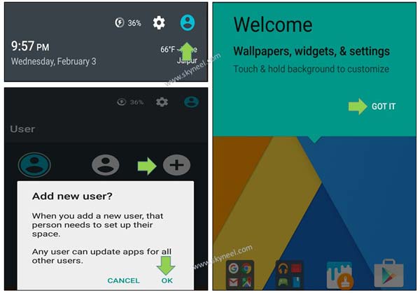 add or delete new user account in Android Lollipop