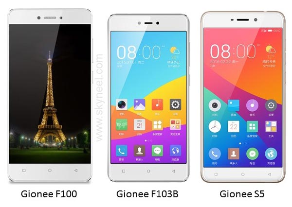 Gionee launched Gionee F100, Gionee F103B and Gionee S5