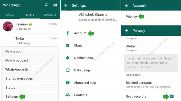 Disable Read Receipts on WhatsApp