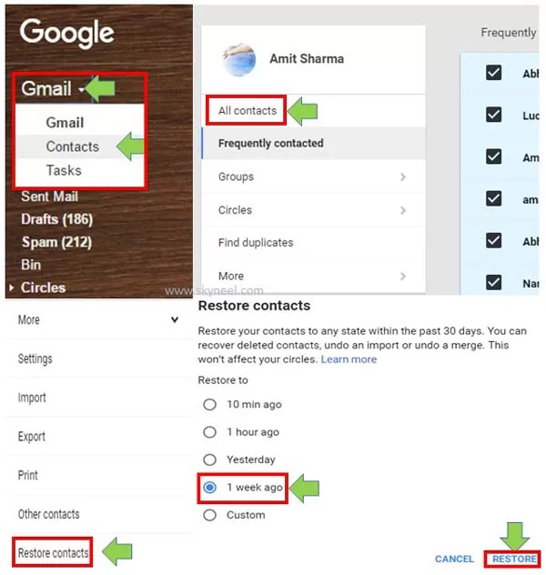 How to recover lost contact list from Gmail on Android phone