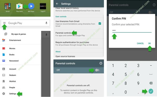 How to set parental lock on Google Play Store
