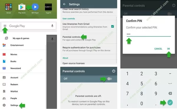 How to set parental lock on Google Play Store