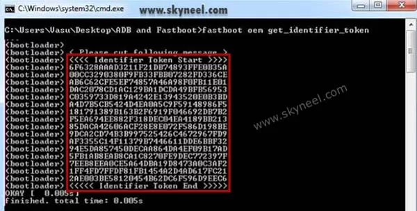 Get HTC Desire 626s identifier token code by fastboot
