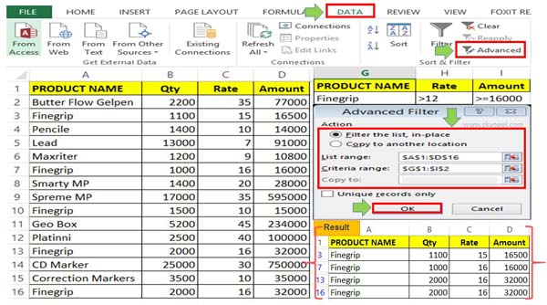 How to use Advanced Filter in Microsoft Excel