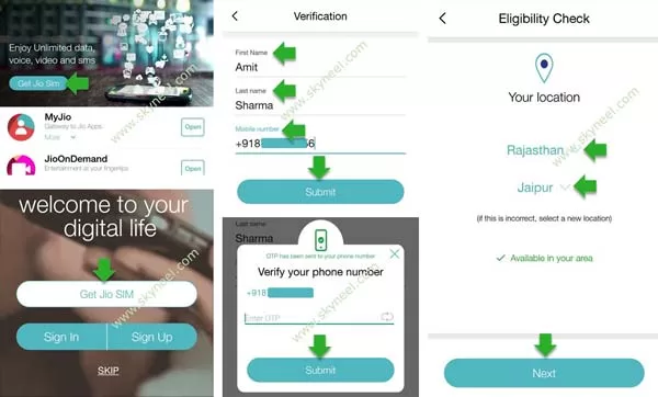 Verification steps for get jio sim