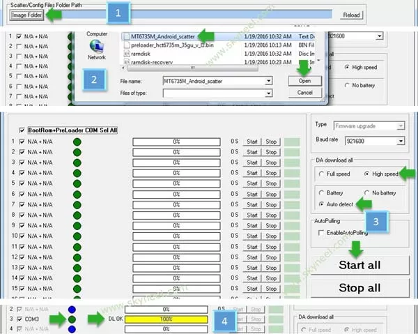 Load scatter file and strat flashing process