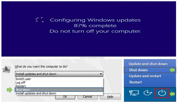 how to shutdown Windows PC without installing updates