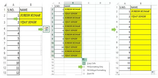 How to Copy Formatting only using Fill Handle in Excel