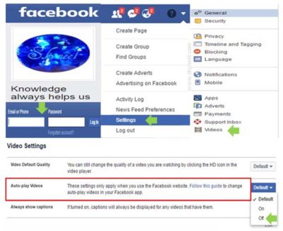 How do I stop automatically running videos on Facebook