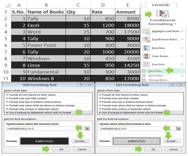 in shading excel cells Alternate Excel Rows Color Shading to Apply Between How in