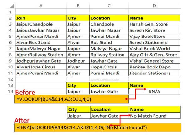How to search value using VLookup with IFNA function in Excel