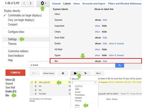 how to recover deleted trash in gmail