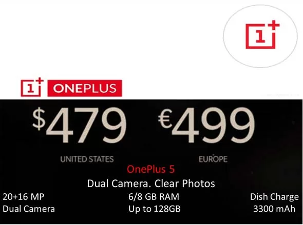 OnePlus 5 Price, Features and Specification in India OnePlus 5 Price, Features and Specification in India