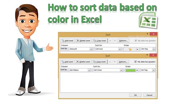 How to sort data based on color in Excel