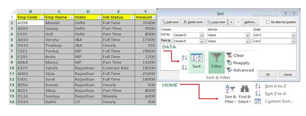 How to start sorting data in Excel