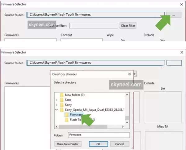 Select file on Sony Flash tool