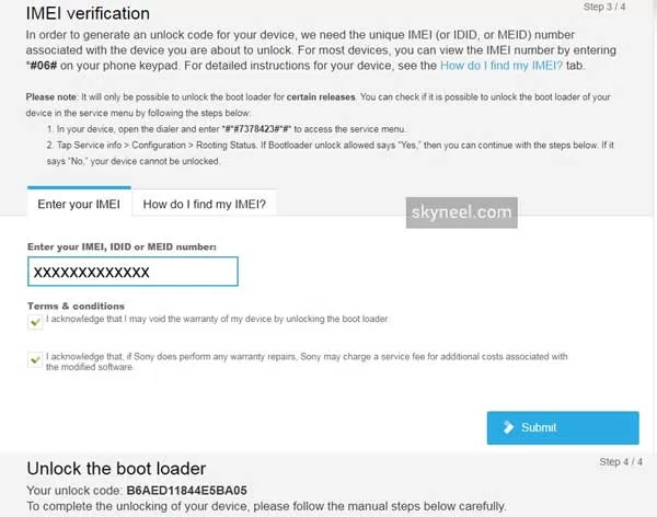 Sony Mobile unlock bootloader process