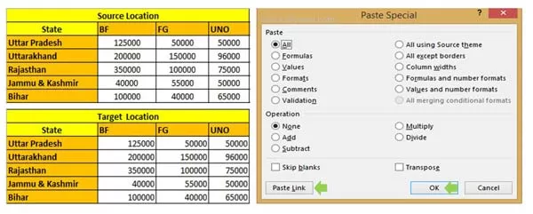 Link data between two or more workbook in Excel
