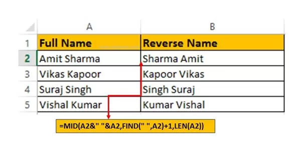 How to switch or flip name in Excel How to switch or flip name in Excel