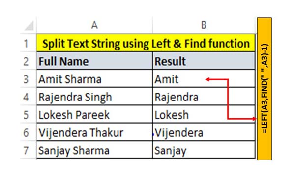 How to use LEFT Function with Find Function