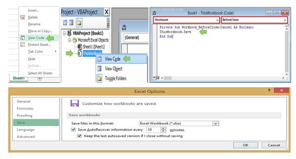 excel autosave not working 2010