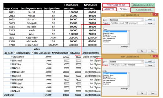 How to create and modify calculated fields in Pivot Table