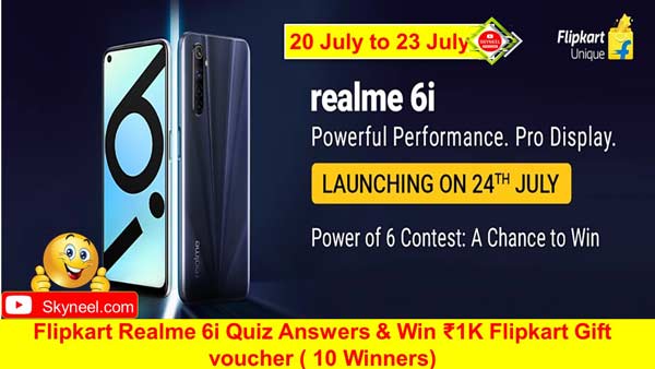 Flipkart Realme 6i Quiz Answers