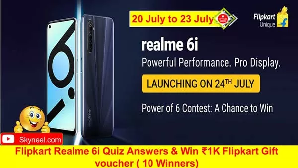 Flipkart Realme 6i Quiz Answers Flipkart Realme 6i Quiz Answers