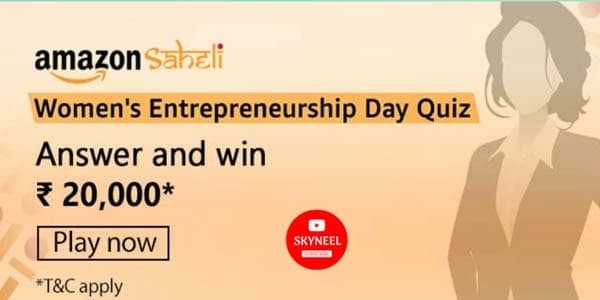 Amazon Saheli Women's Entrepreneurship Day Quiz Answers