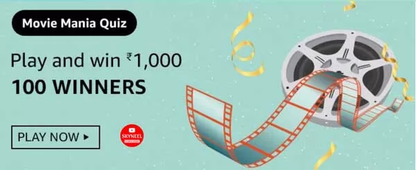 Amazon Movie Mania Quiz Answers – Win ₹1,000 (100 Winners) Amazon Movie Mania Quiz Answers – Win ₹1,000 (100 Winners)