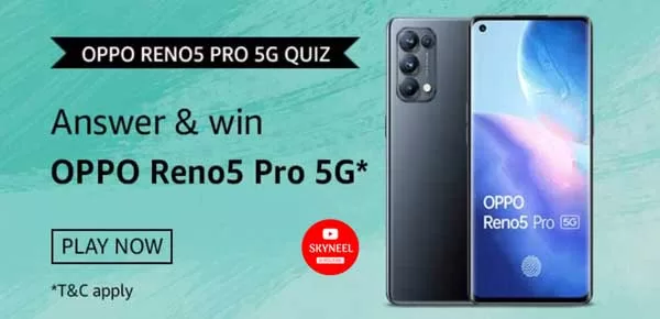 Amazon Oppo Reno5 Pro 5G Quiz Answers Amazon Oppo Reno5 Pro 5G Quiz Answers