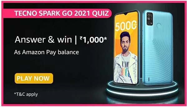 Amazon Tecno Spark Go Quiz Answers – Win Techno Spark Go 2021 (12 Winners) Amazon Tecno Spark Go Quiz Answers – Win Techno Spark Go 2021 (12 Winners)