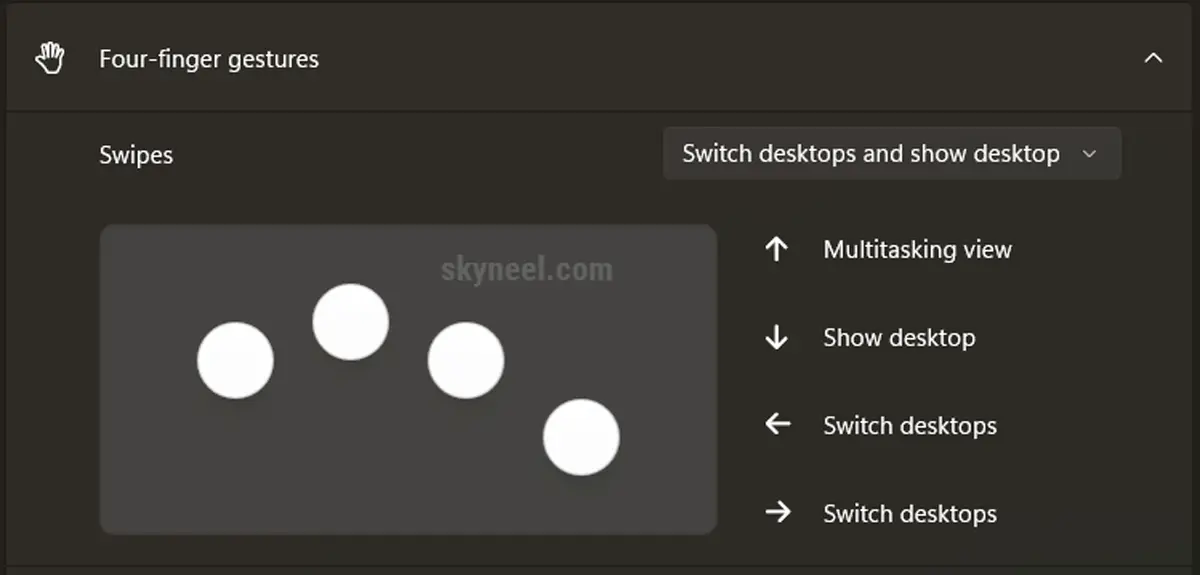 Four Finger Gestures Skyneel