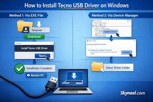 Install the Tecno USB Driver via EXE Installer Install the Tecno USB Driver via EXE Installer
